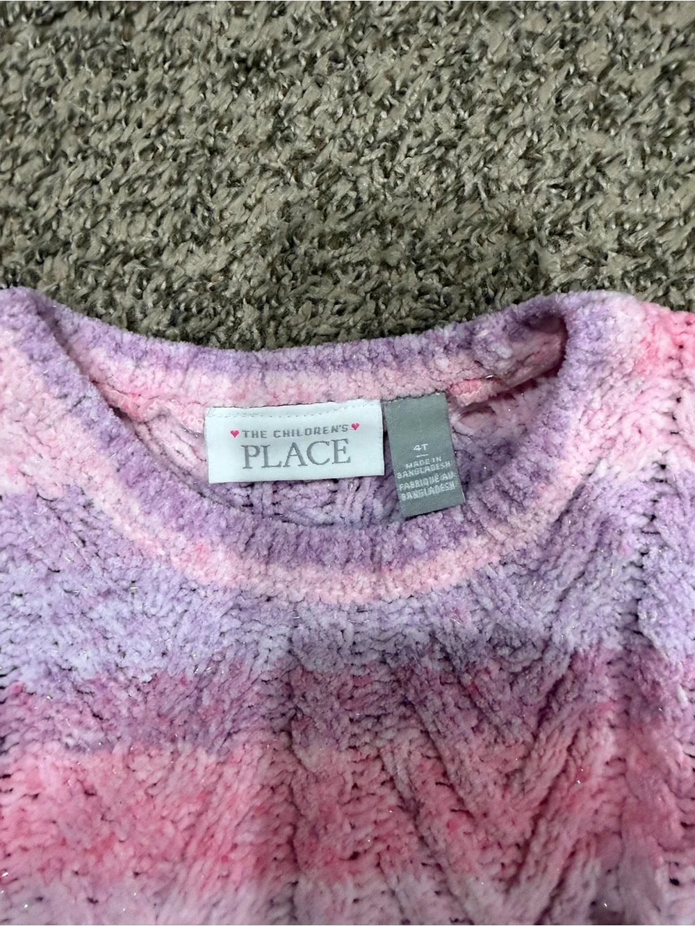 The Children's Place Pastel Pink & Lavender Striped Crewneck Sweater